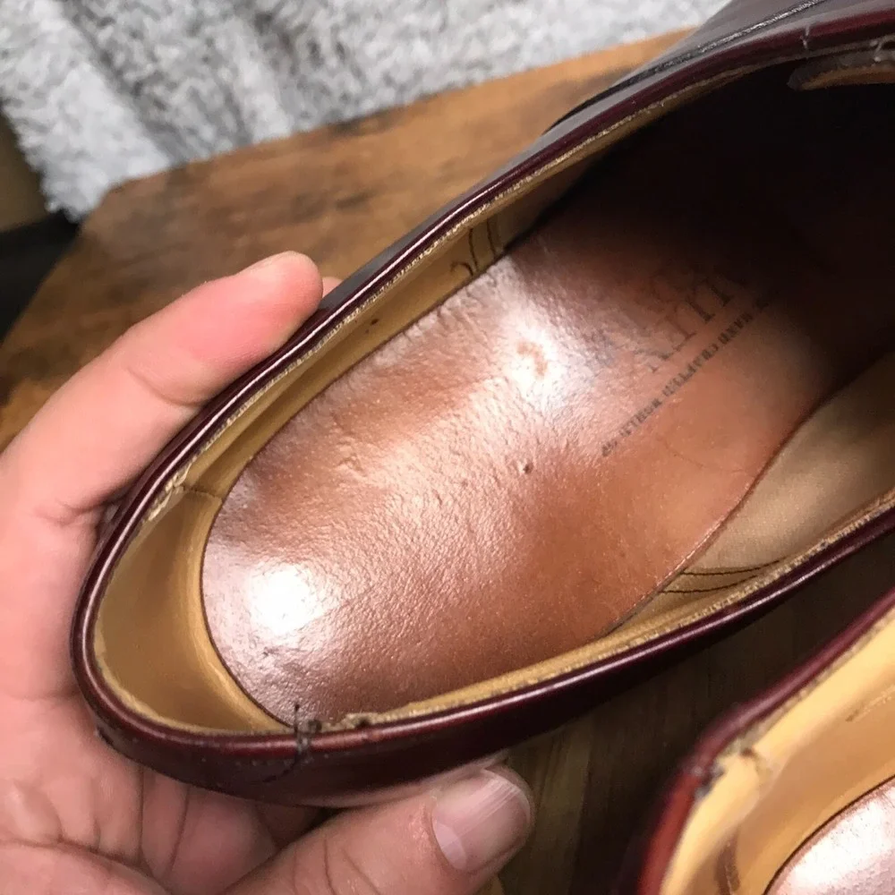 Allen Edmonds Fifth Avenue Dress Shoes Mens 12B Cherry Leather‎ Cap Toe Oxford
